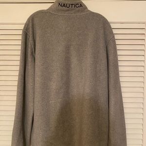 Nautica Fleece, Full zip , Large, Gray with Navy Blue (RN67835)